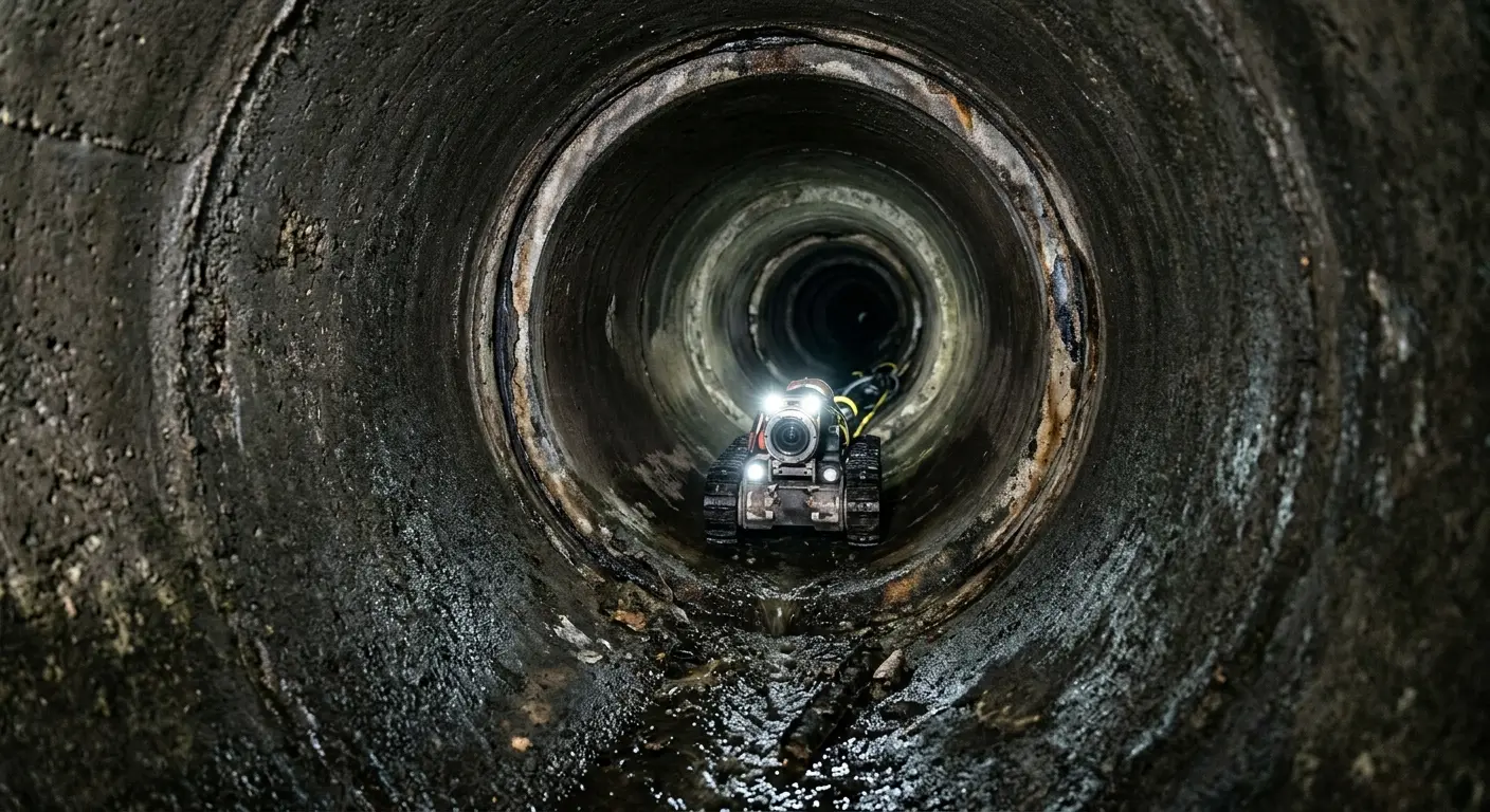 Robotic sewer camera inspecting pipe interior for Drain Snake Service in Clawson